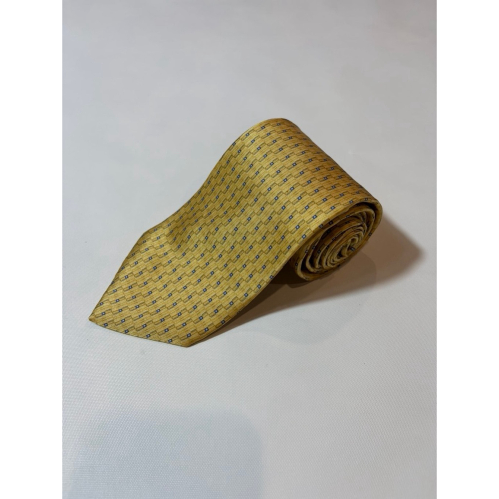 Gianfranco Ruffini Silk Tie Italy Yellow Geometric Dot Luxury Classic